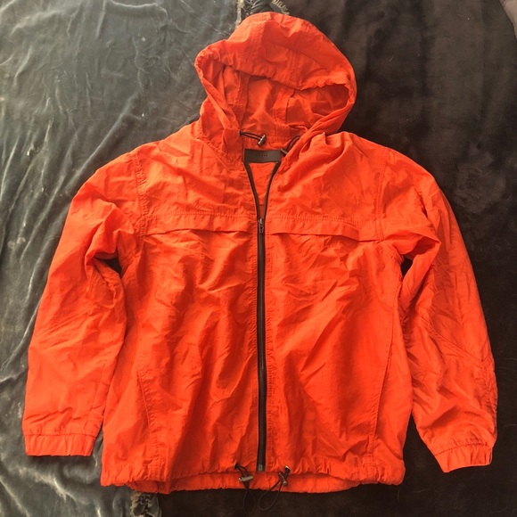 orange rain jacket